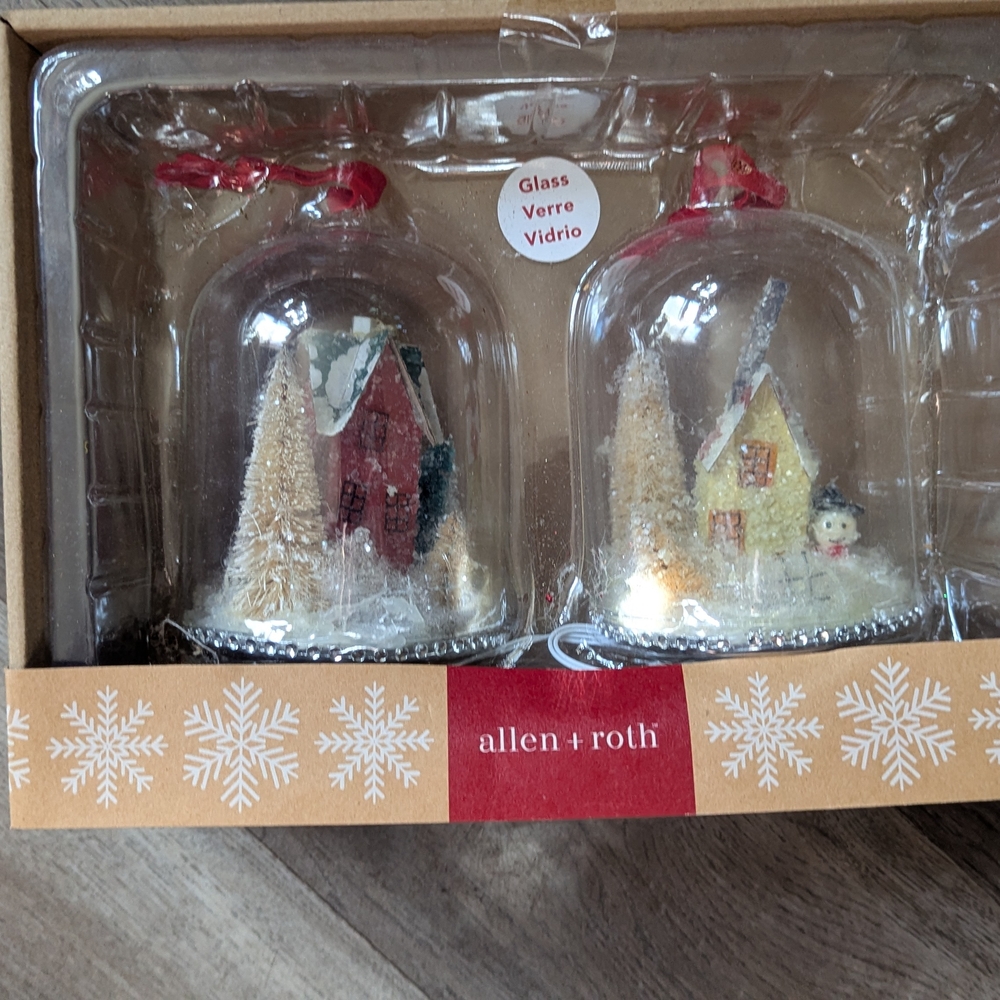 Allen + Roth Festive Glass Dome Ornaments - Red and Cream
